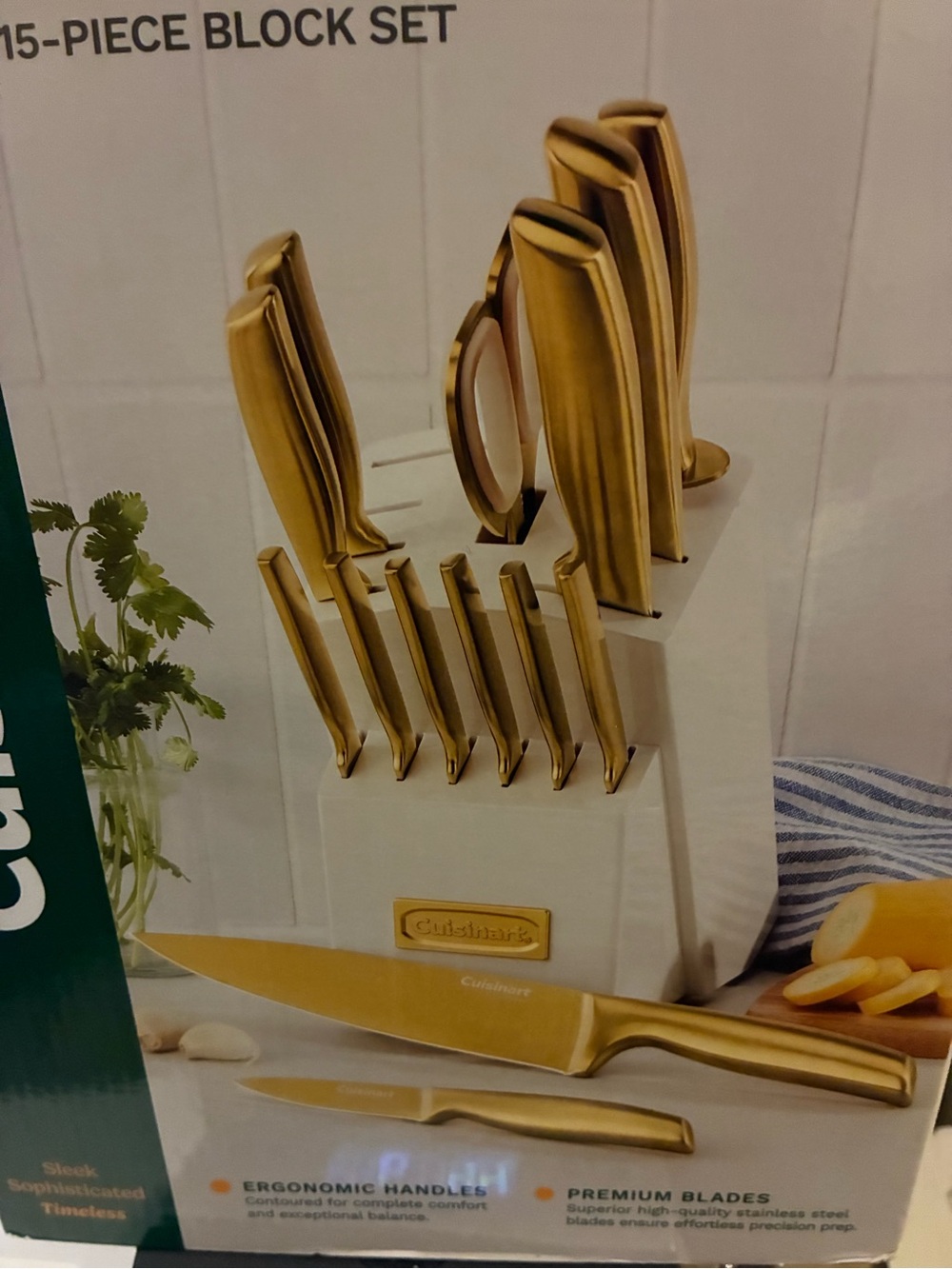 Cuisinart classic Knife Cutlery 15-piece Block Set Gold tone stainless steel